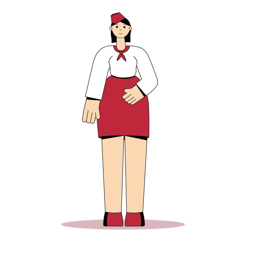 Stewardess in uniform. White background. Flat vector illustration