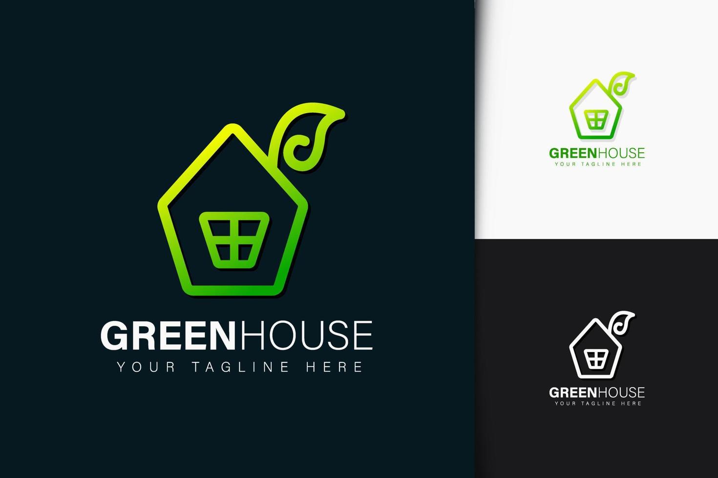 Green house logo design with gradient vector