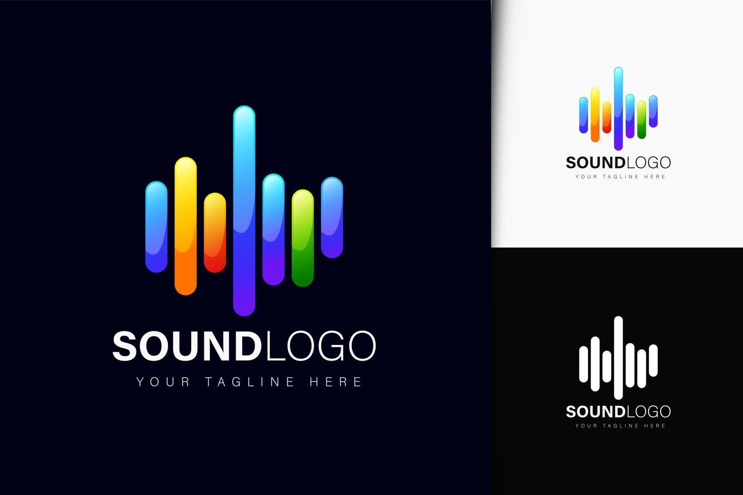 Sound logo design with gradient vector