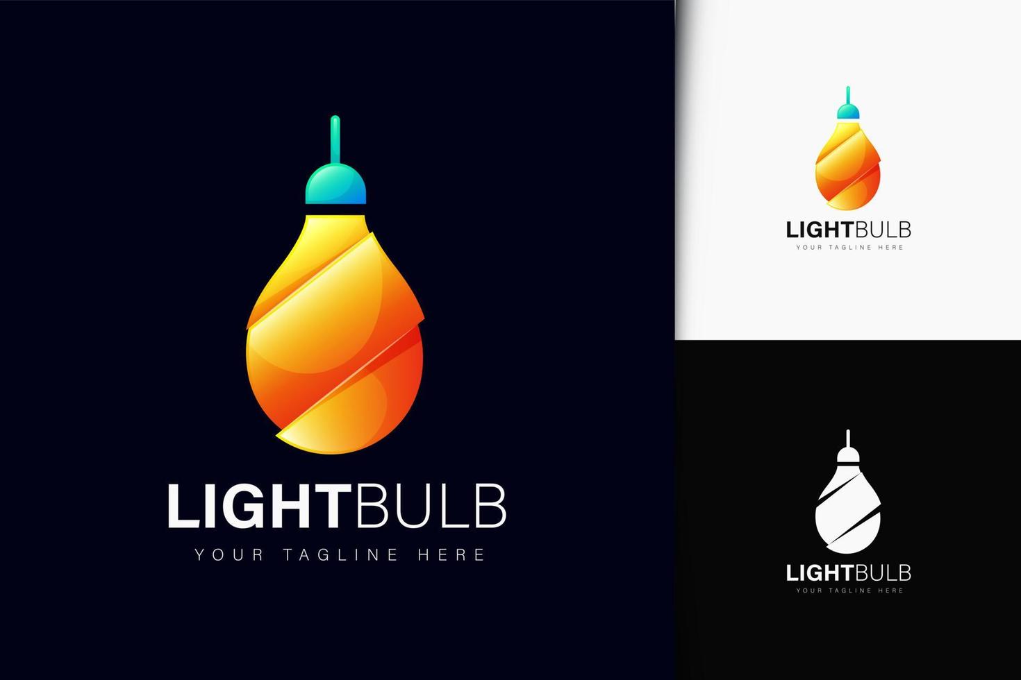 Light bulb logo design with gradient vector