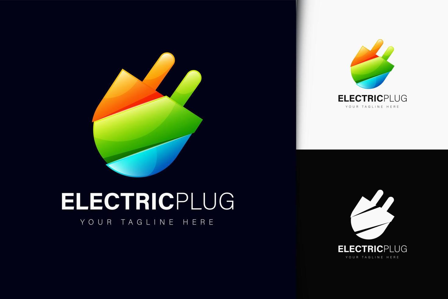 Diseño de logotipo de enchufe eléctrico con degradado. vector