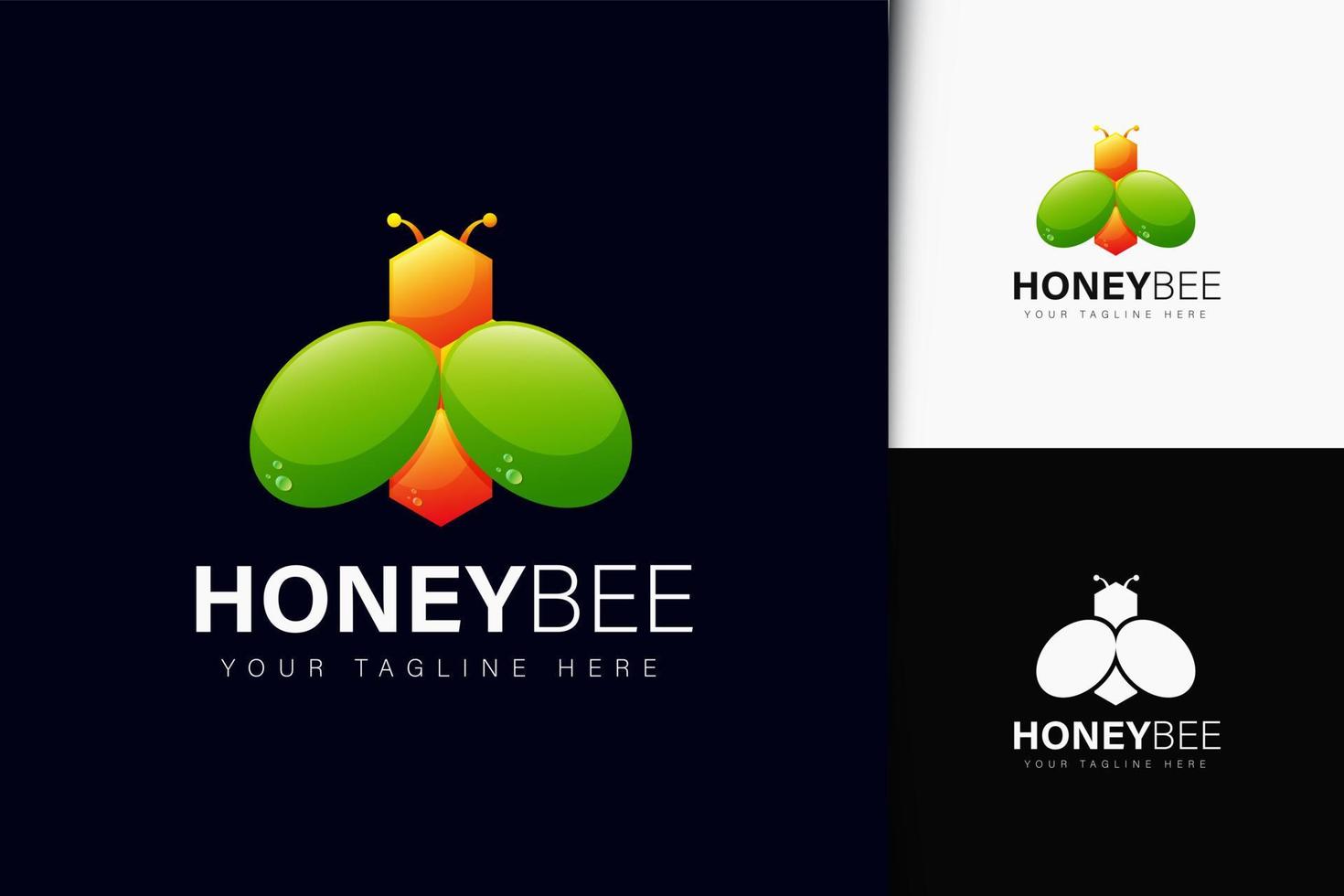 Honey bee logo design with gradient vector