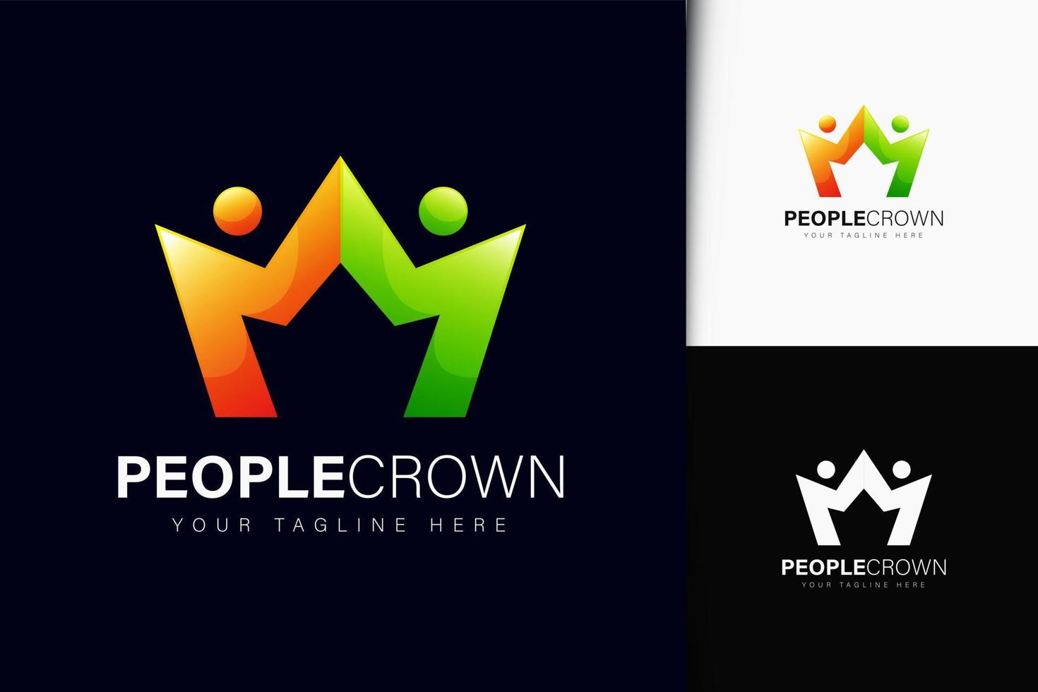 People crown logo design with gradient vector