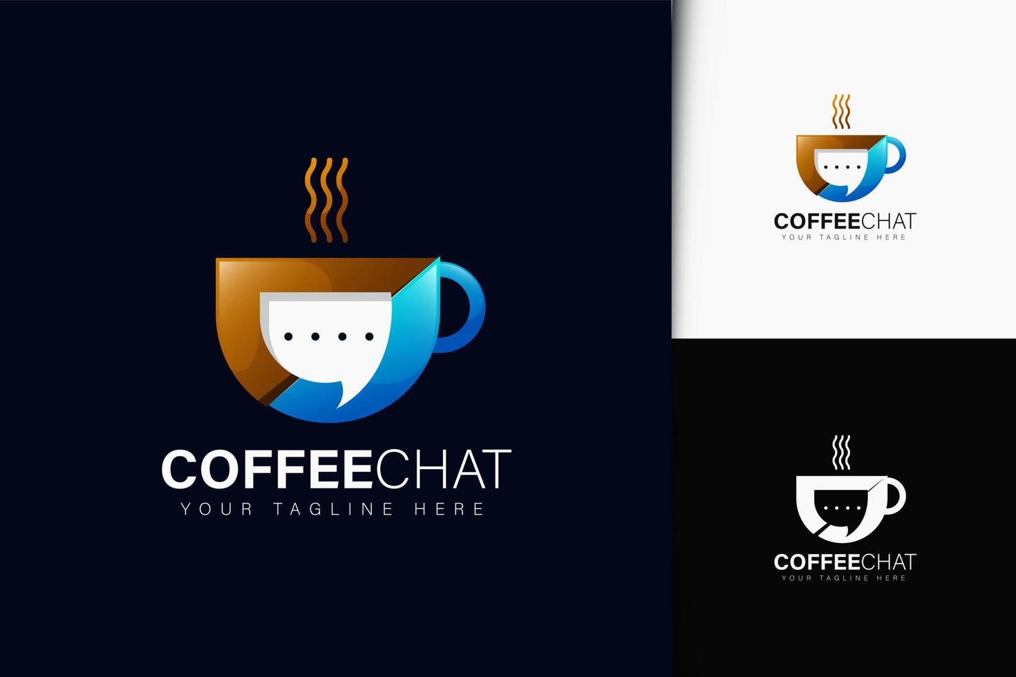 diseño de logotipo de chat de café con degradado vector