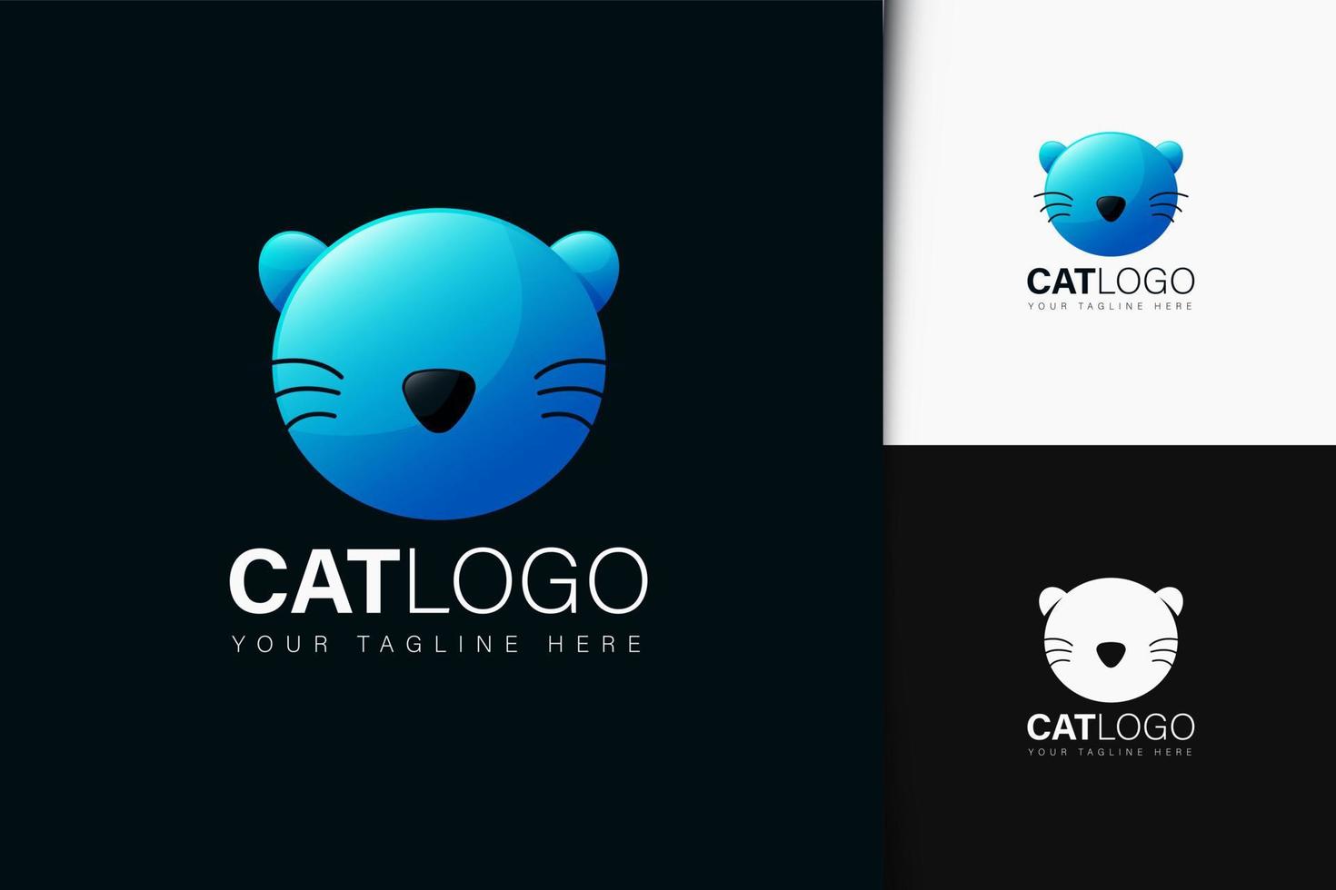 Cat logo design with gradient vector