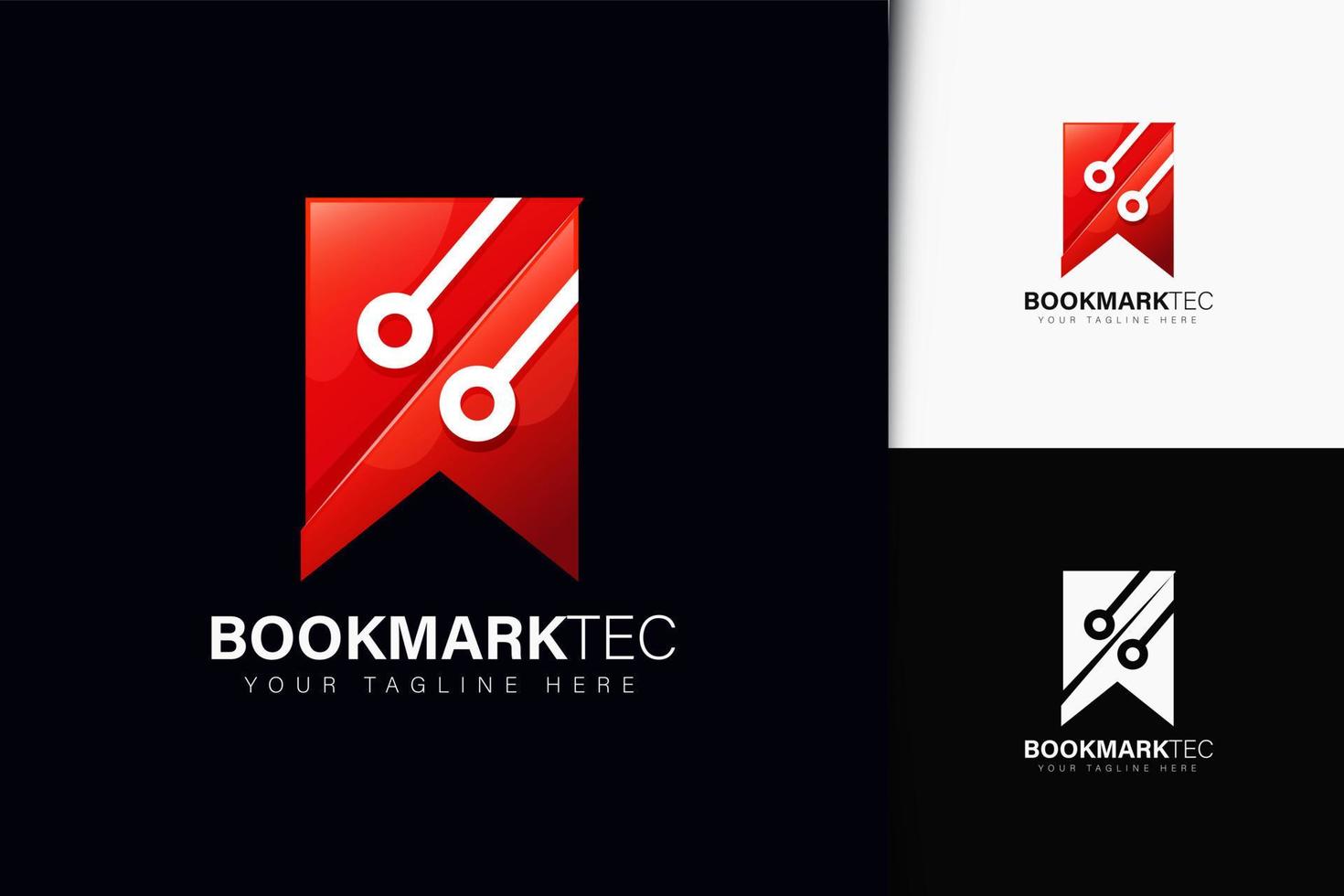 Bookmark tec logo design with gradient vector