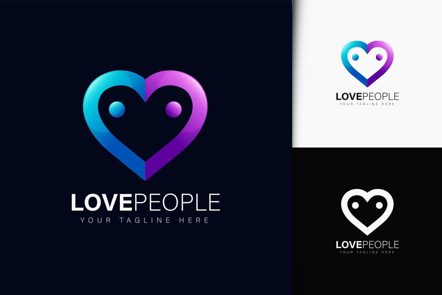 Love people logo design with gradient vector