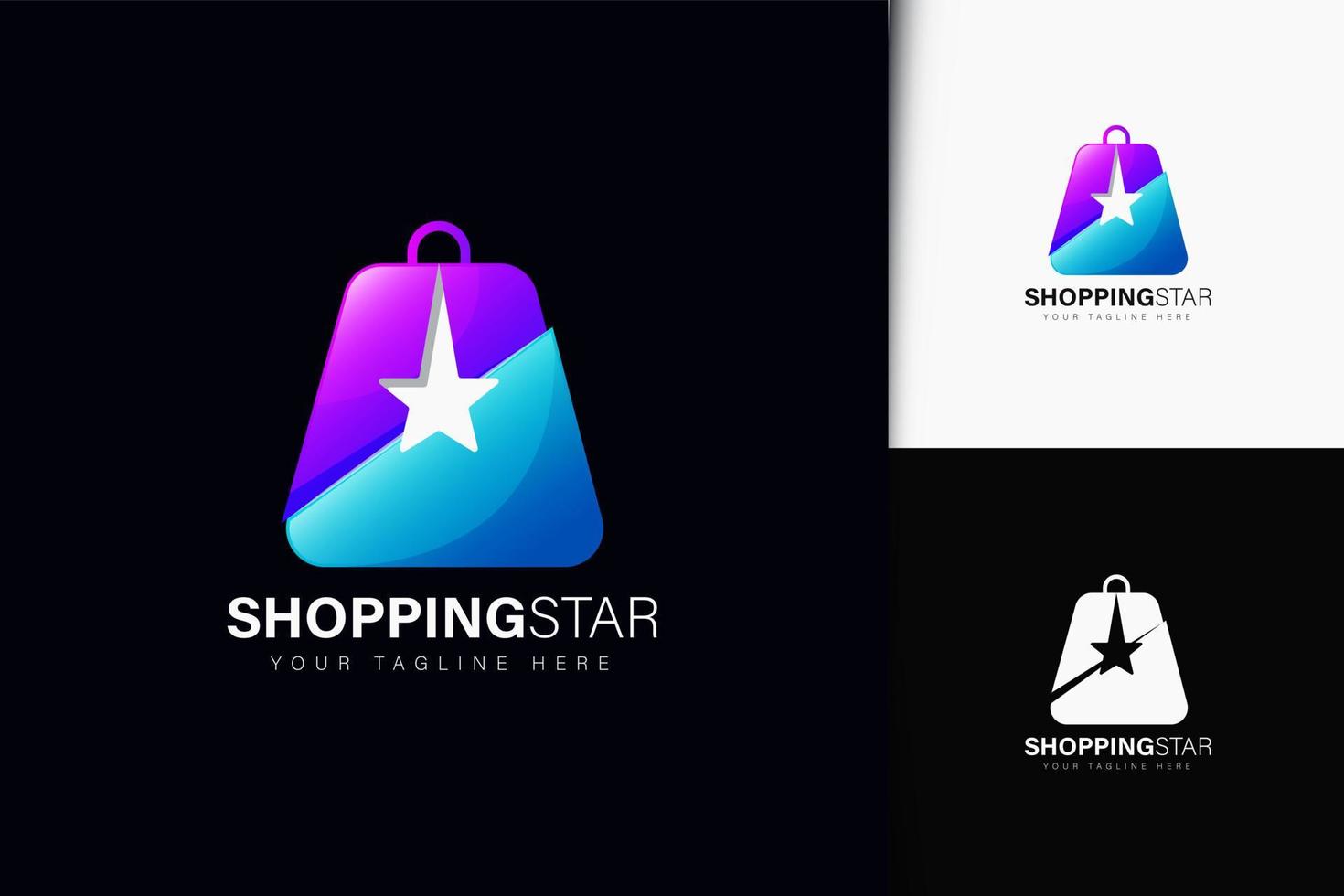 Shopping star logo design with gradient vector