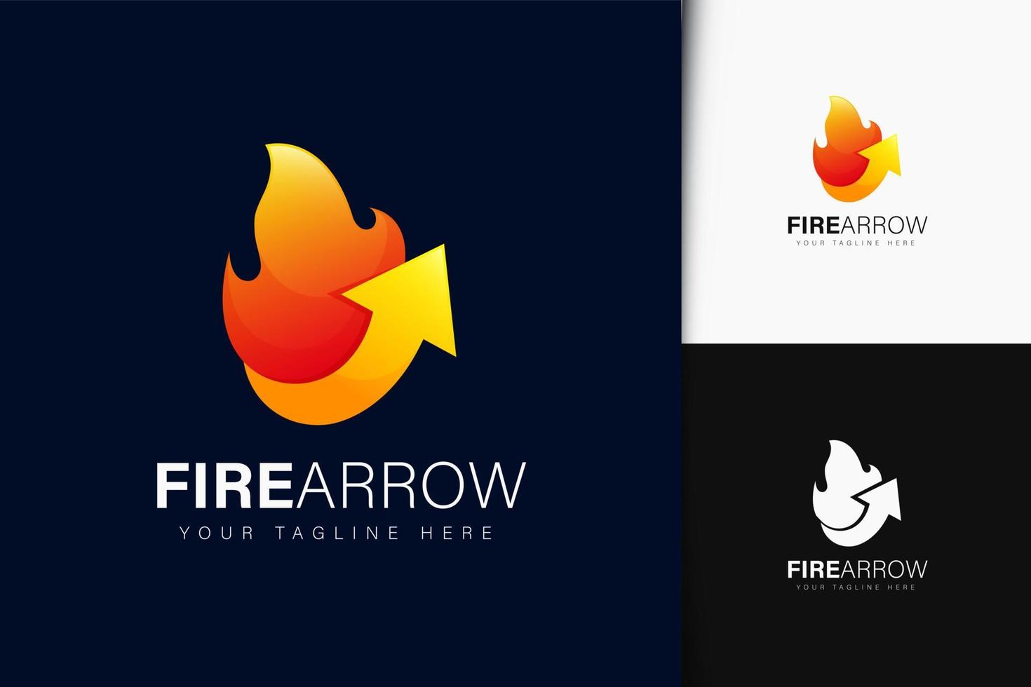Fire arrow logo design with gradient vector