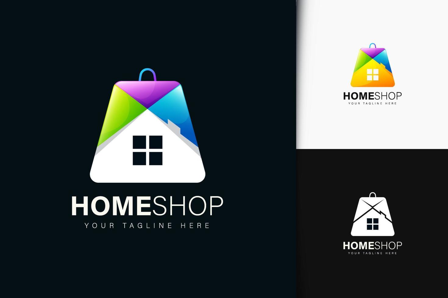 Home shop logo design with gradient vector