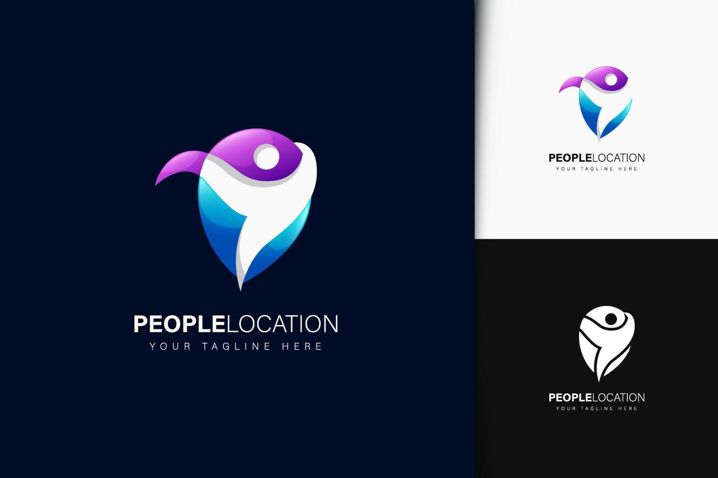 diseño de logotipo de ubicación de personas con degradado vector