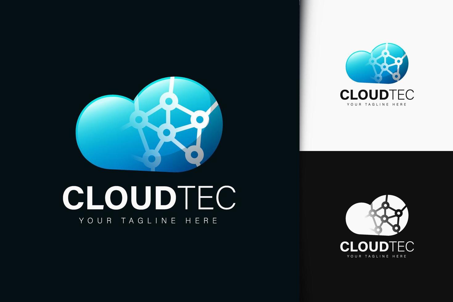 Cloud technology logo design with gradient vector