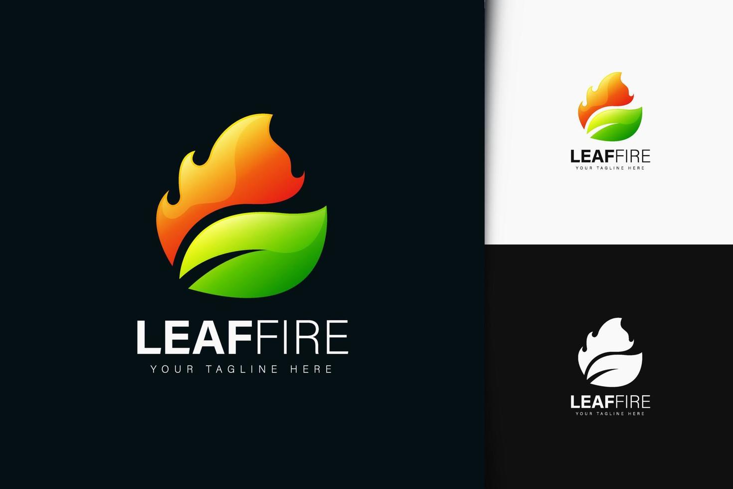 Leaf fire logo design with gradient vector