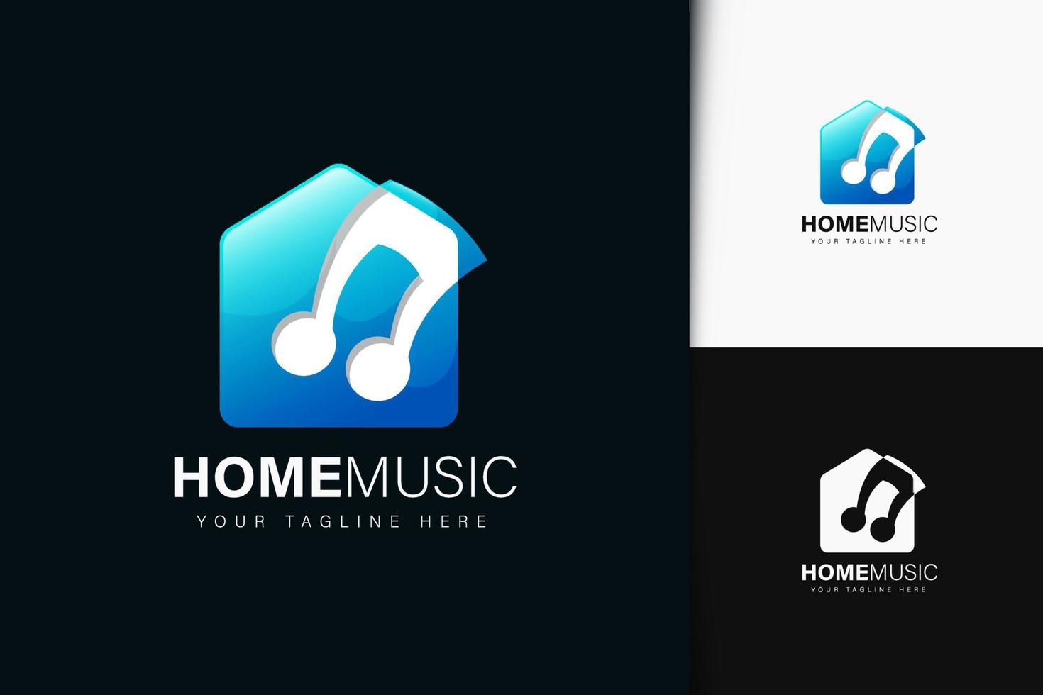 Home music logo design with gradient vector