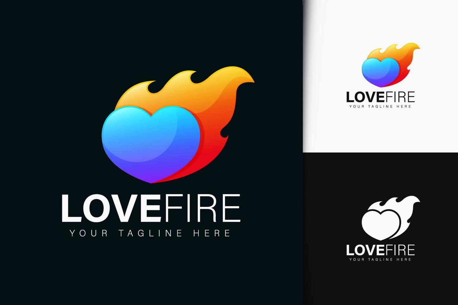 Love fire logo design with gradient vector