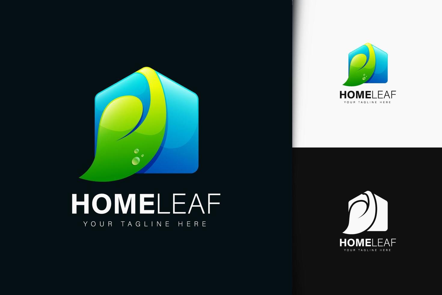 Home leaf logo design with gradient vector