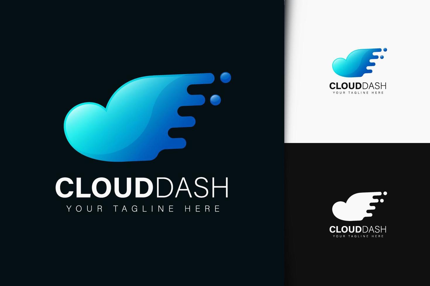 Cloud dash logo design with gradient vector