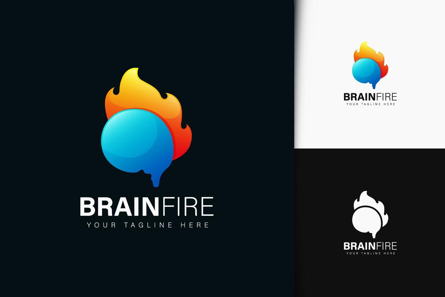 Brain fire logo design with gradient vector