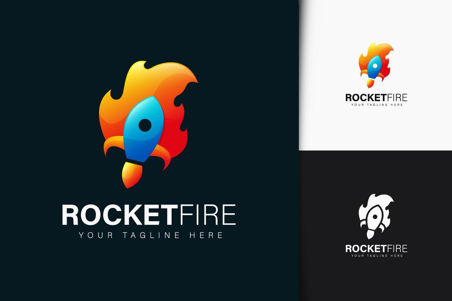 Rocket fire logo design with gradient vector