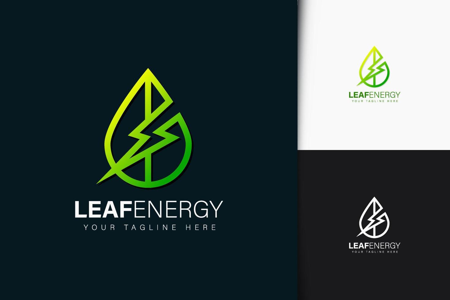 diseño de logotipo de energía de hoja con degradado vector