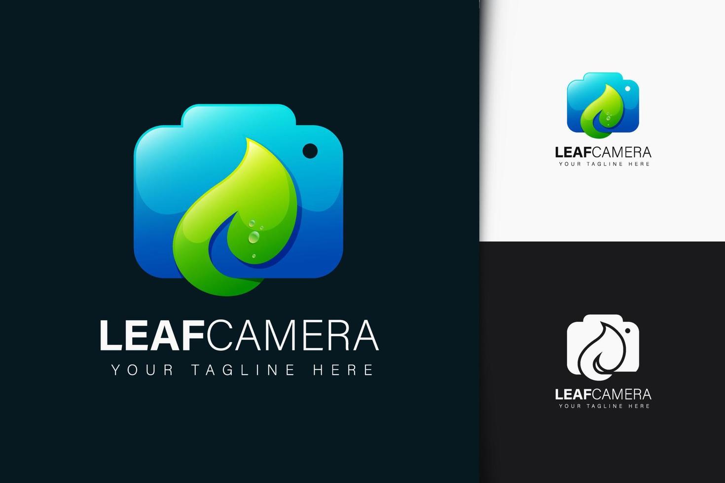 Leaf camera logo design with gradient vector