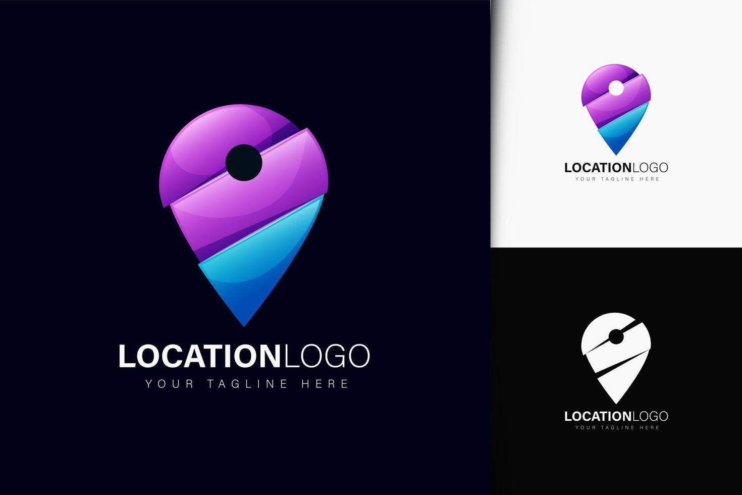 diseño de logotipo de ubicación con degradado vector