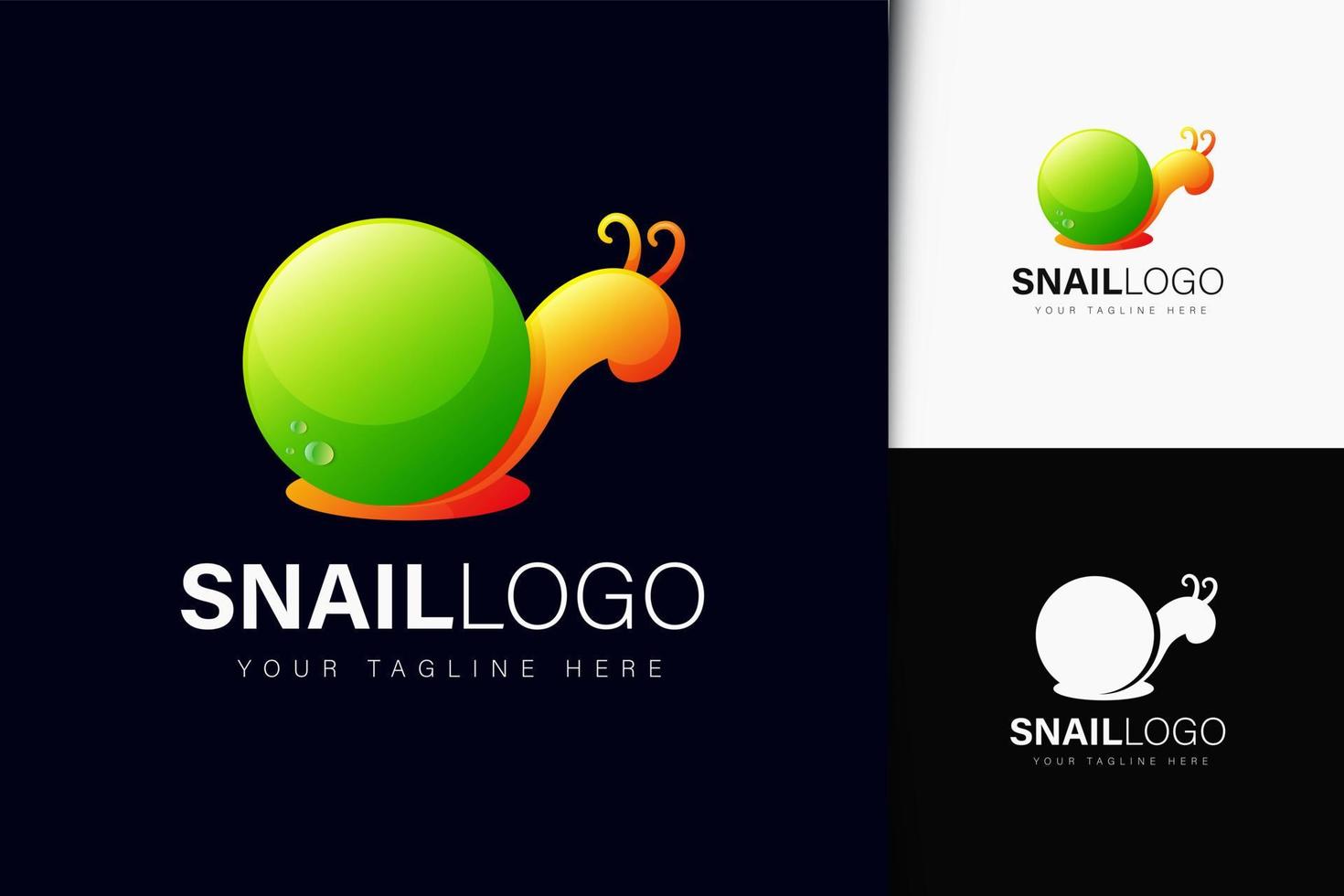 Snail logo design with gradient vector