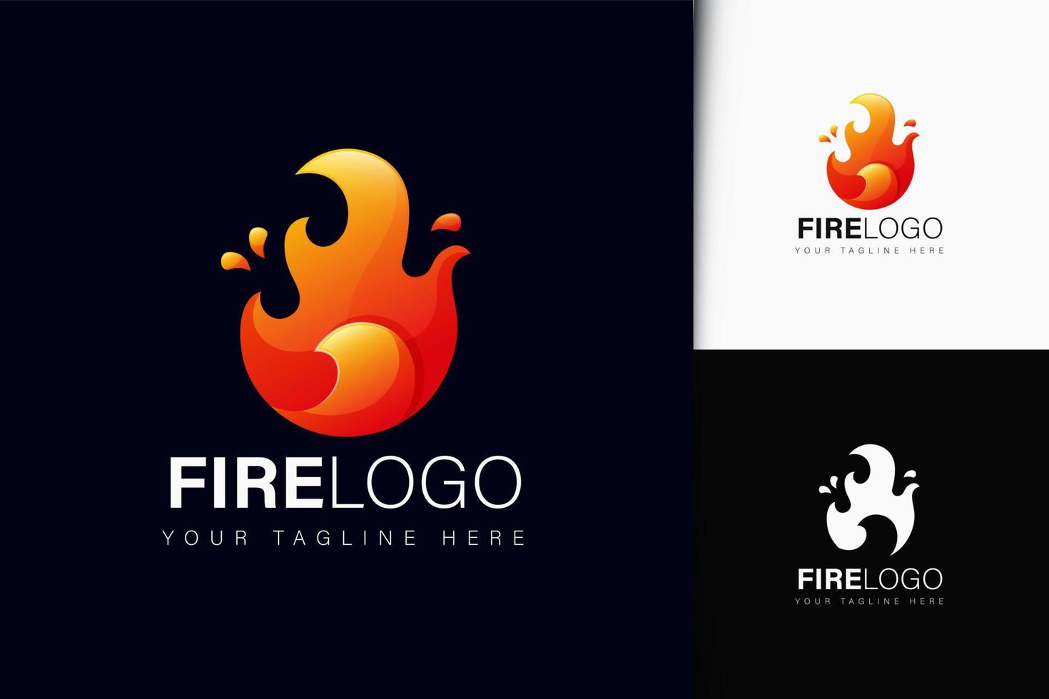 Fire logo design with gradient vector