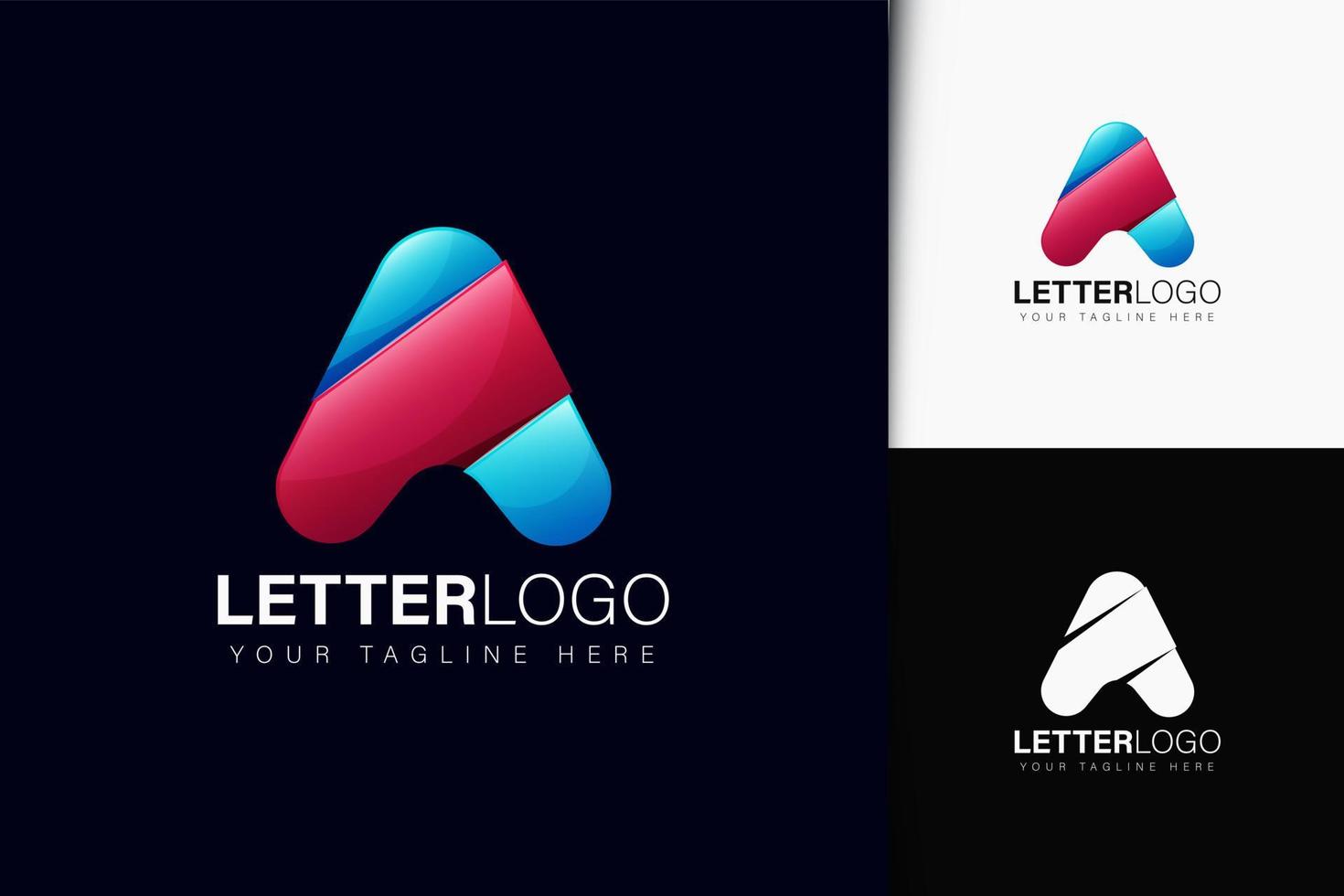 Letra a diseño de logotipo con degradado. vector