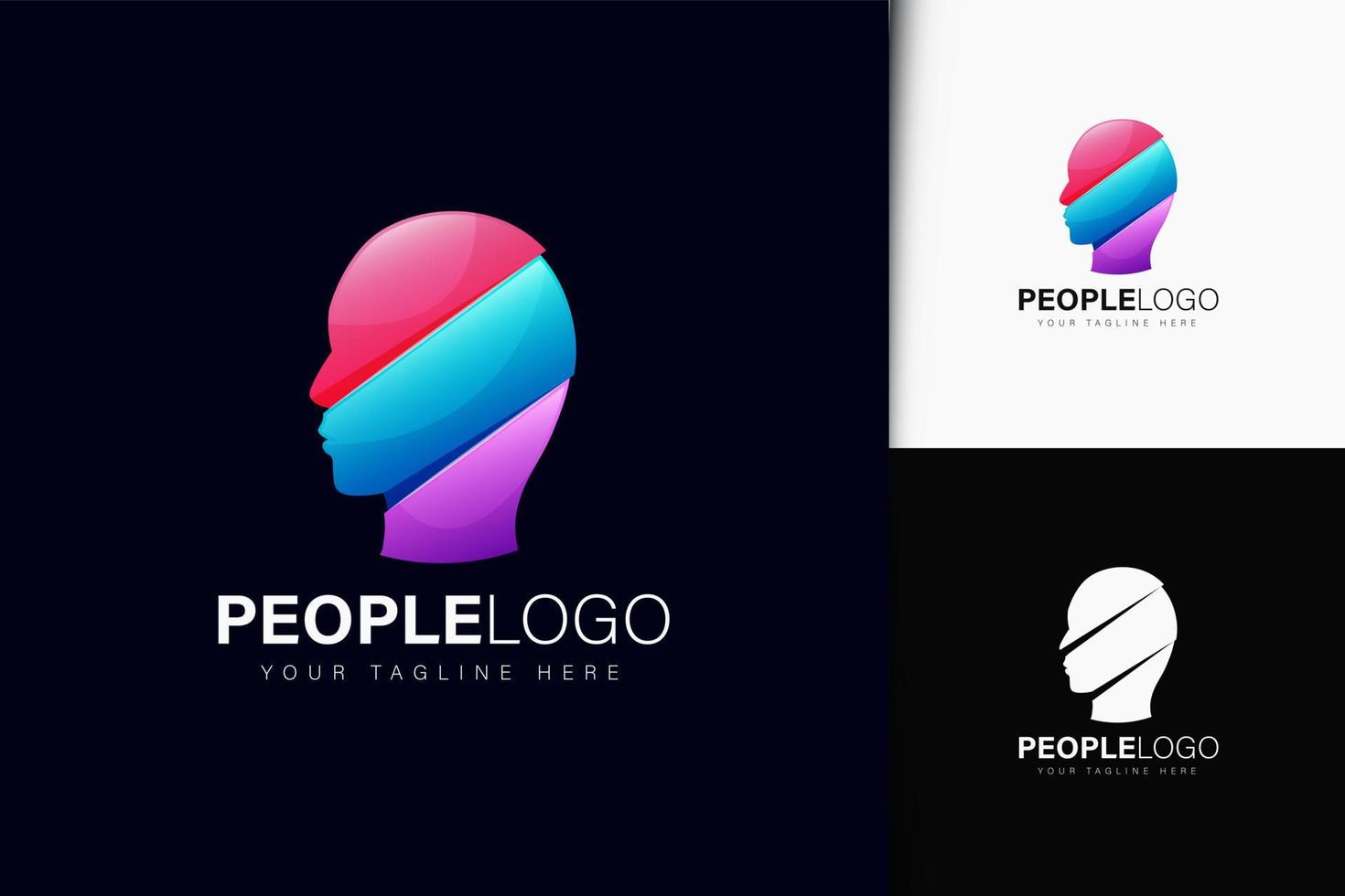 diseño de logotipo de personas con degradado vector