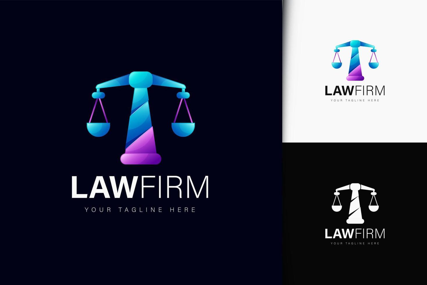 diseño de logotipo de bufete de abogados con degradado vector