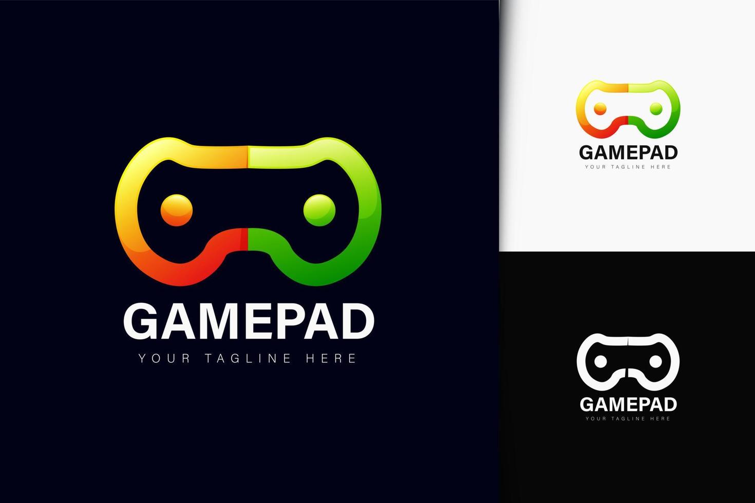 diseño de logo de gamepad y personas con degradado vector