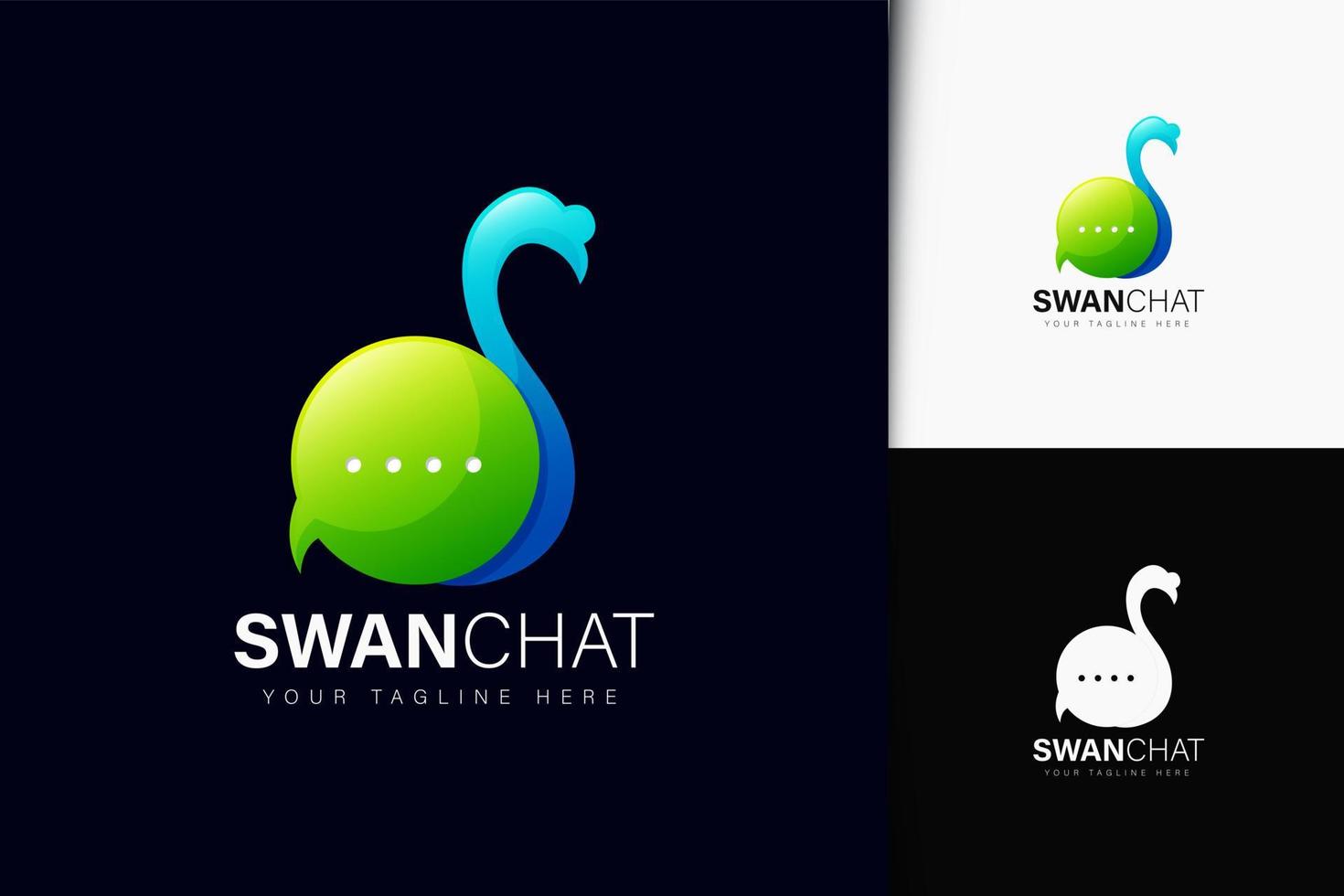 Swan chat logo design with gradient vector