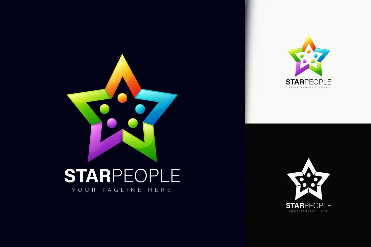 Star people logo design with gradient vector