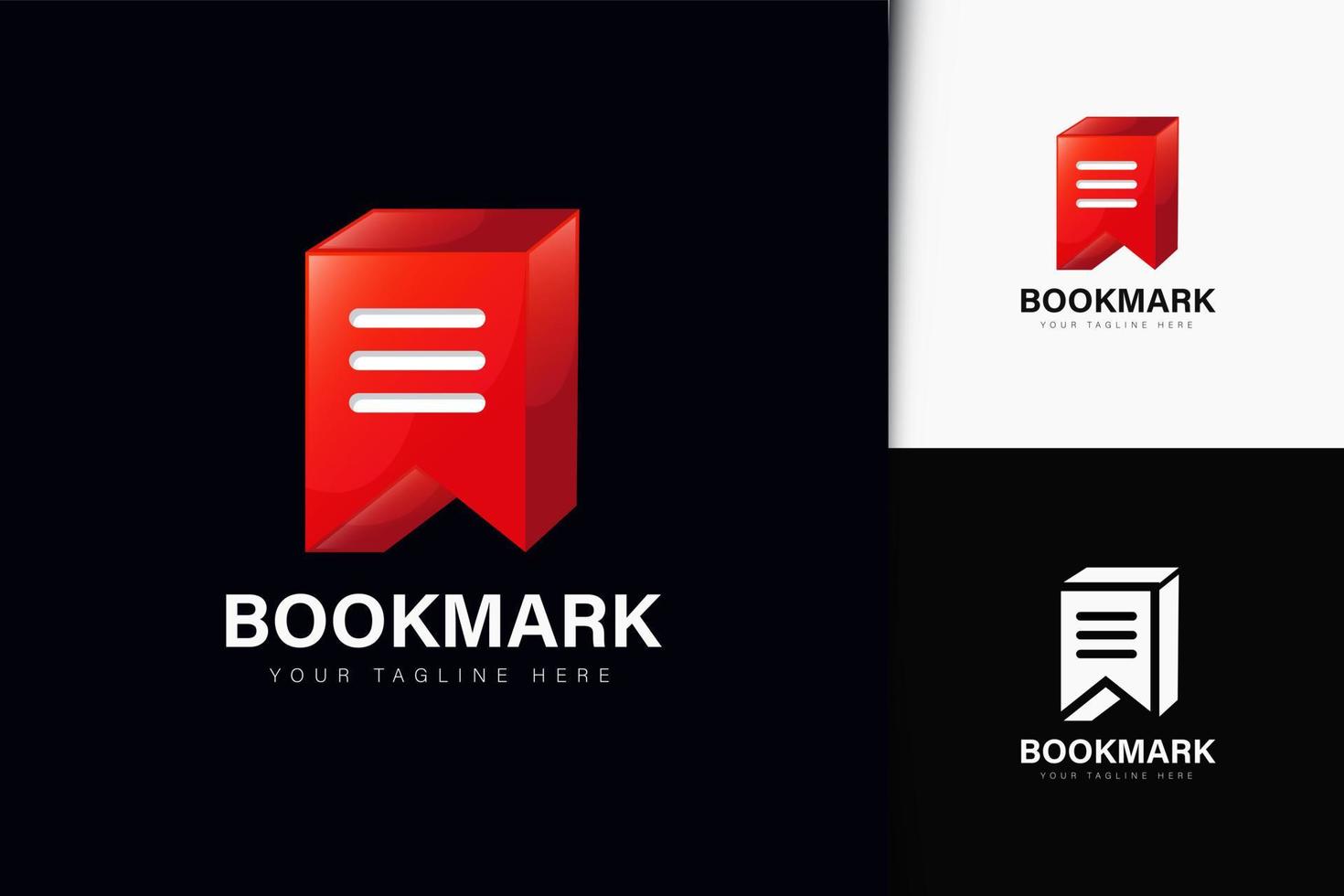 Bookmark note logo design with gradient vector