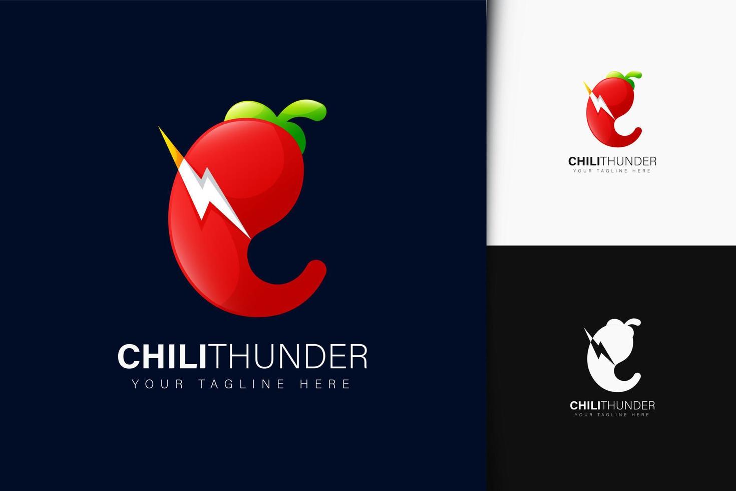 Chili thunder logo design with gradient vector