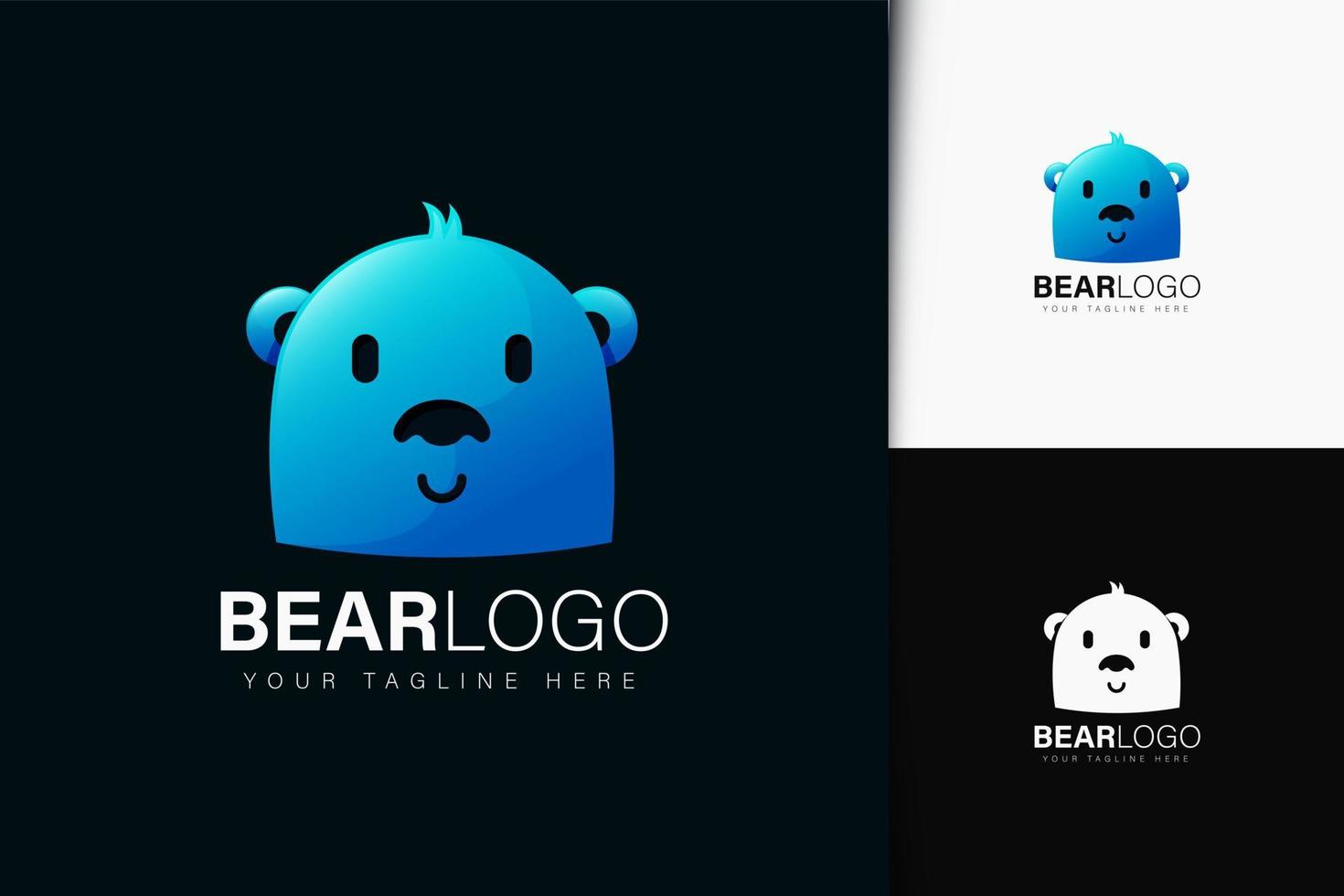 Bear logo design with gradient vector