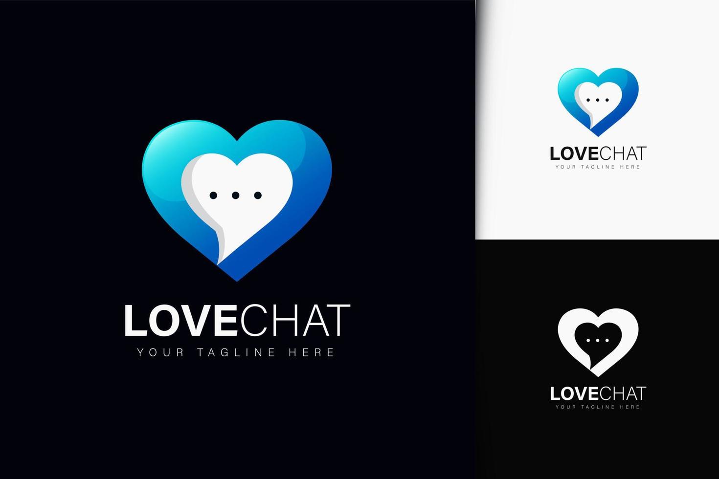 diseño de logotipo de chat de amor con degradado vector