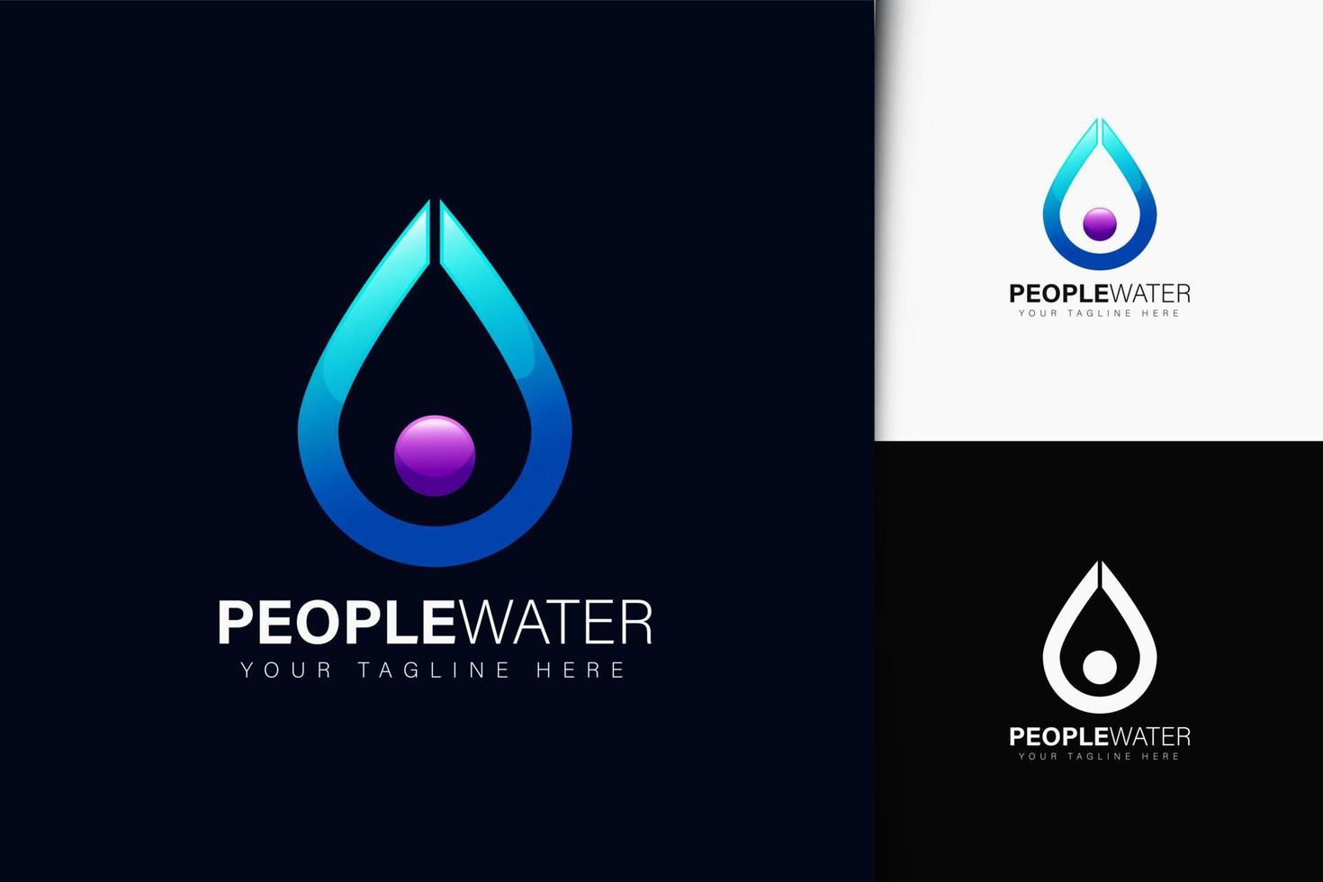 People water logo design with gradient vector