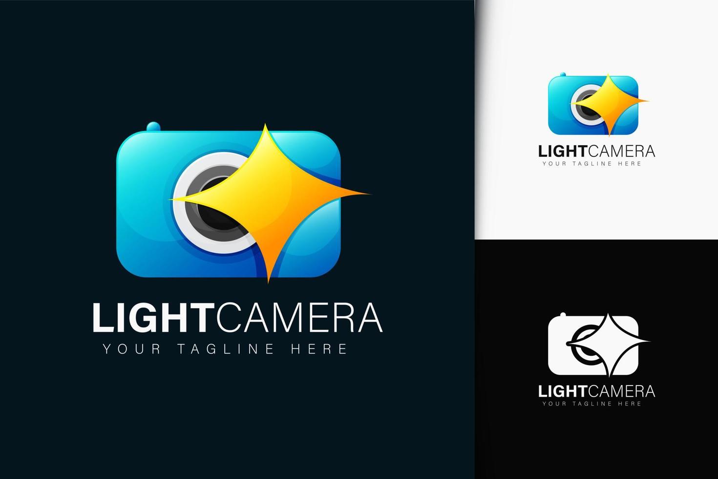 Light camera logo design with gradient vector