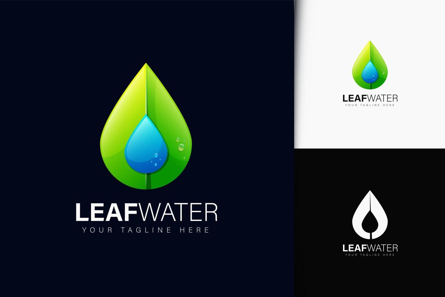 Leaf water logo design with gradient vector