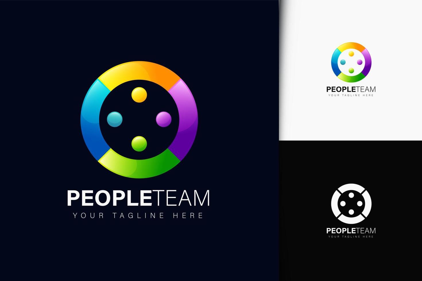 Diseño de logotipo de equipo de personas con degradado. vector