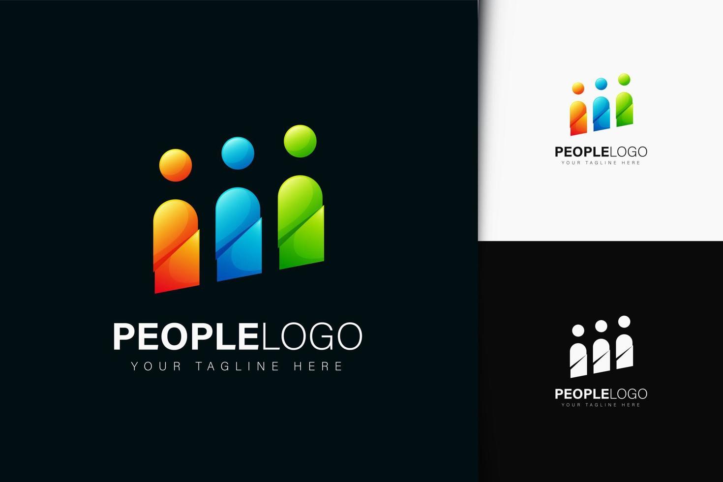 diseño de logotipo de personas con degradado vector