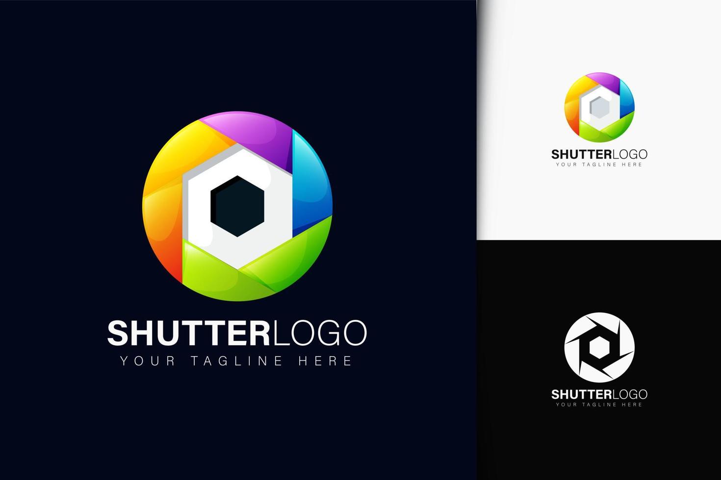 Shutter camera logo design with gradient vector