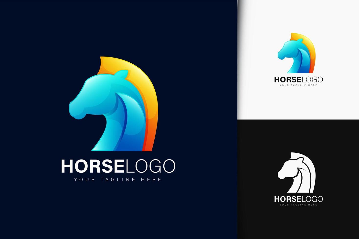 diseño de logotipo de caballo con degradado vector