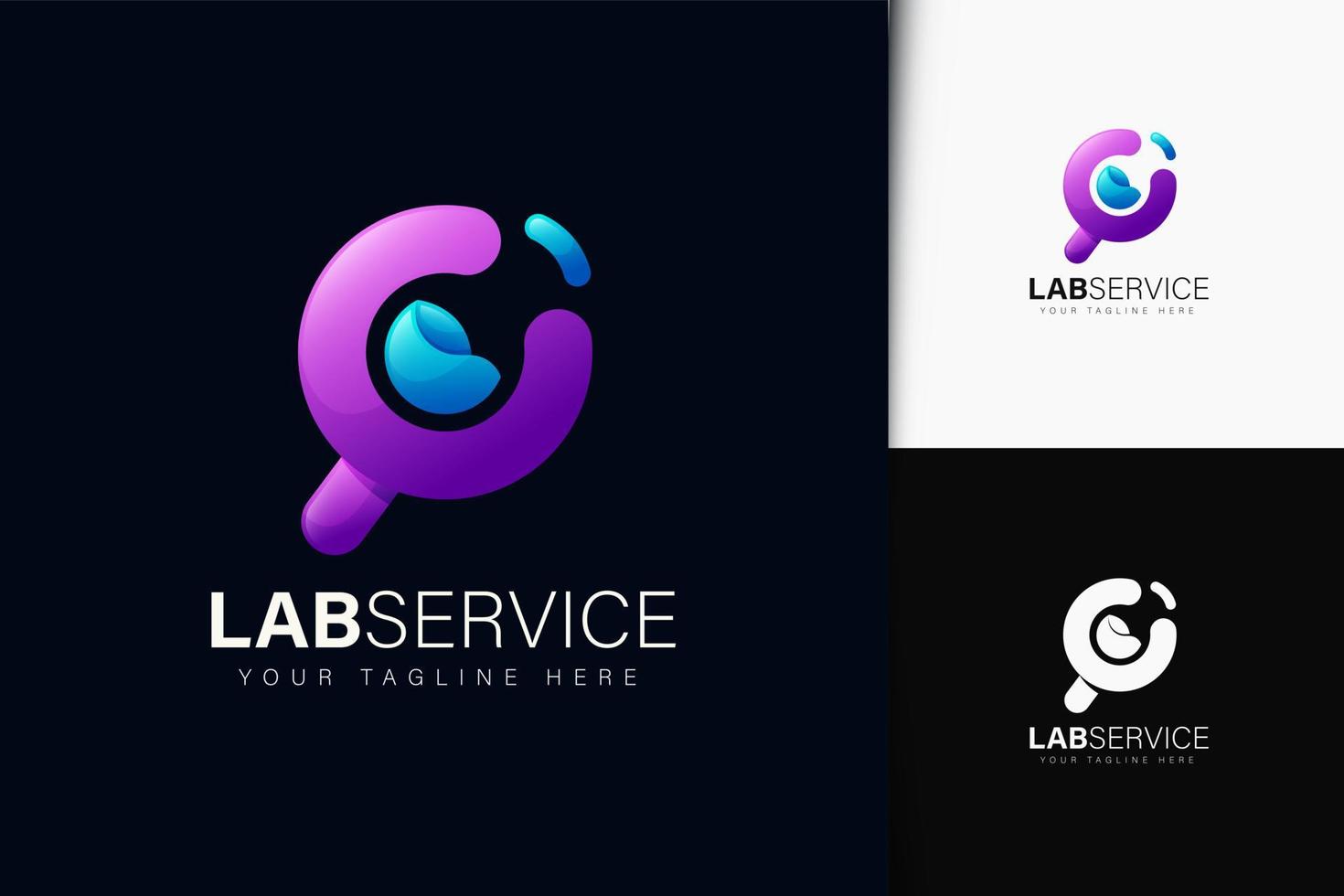 Lab service logo design with gradient vector