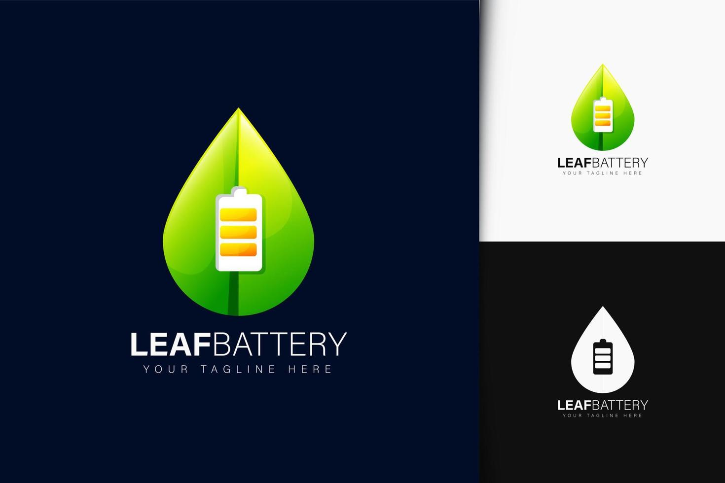 Leaf battery logo design with gradient vector