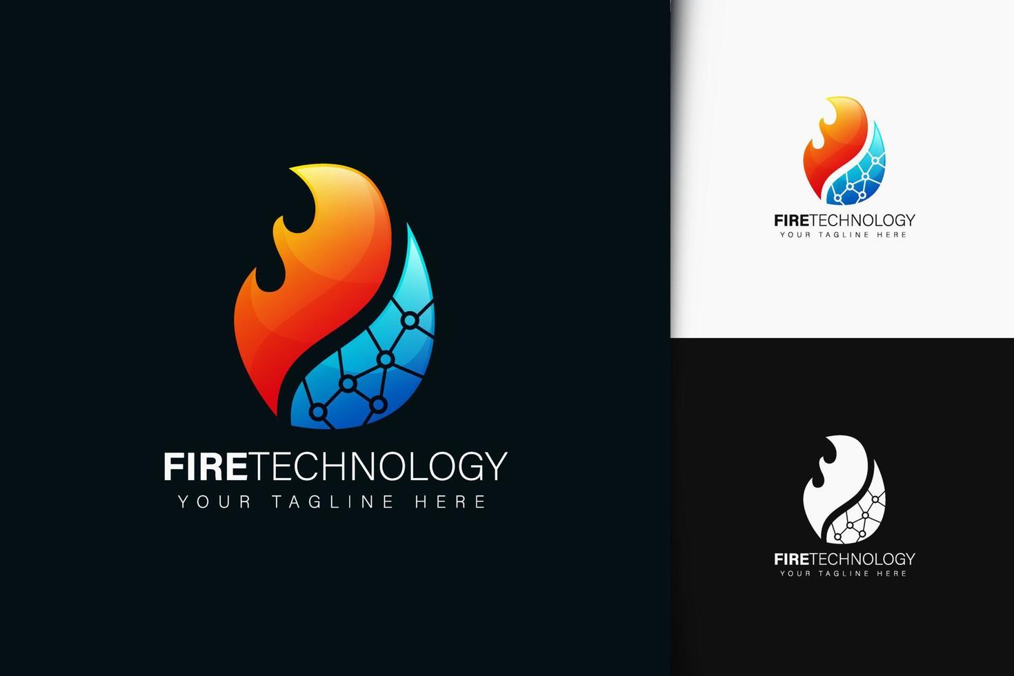 diseño de logotipo de tecnología de fuego con degradado vector