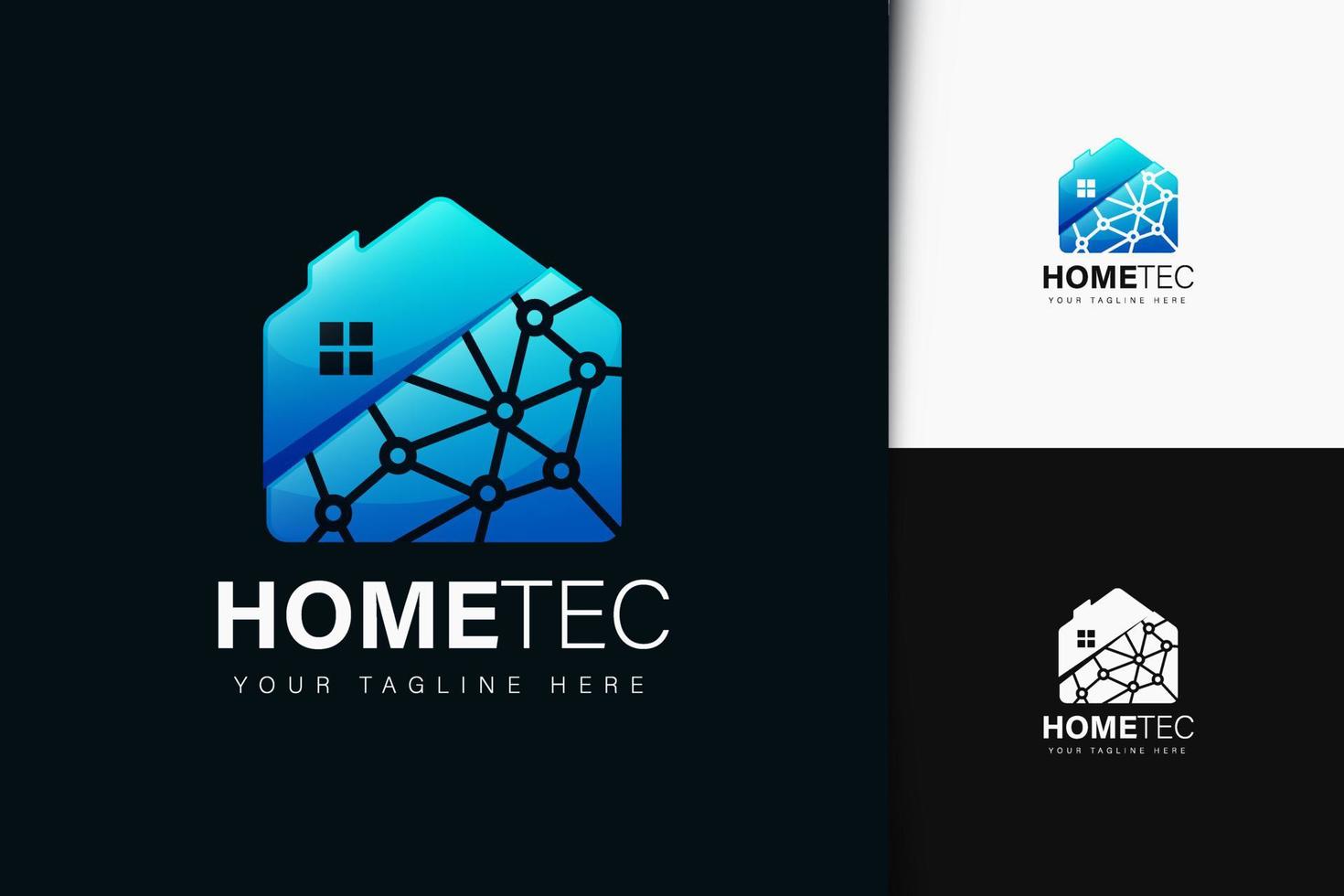 diseño de logotipo de tech house con degradado vector