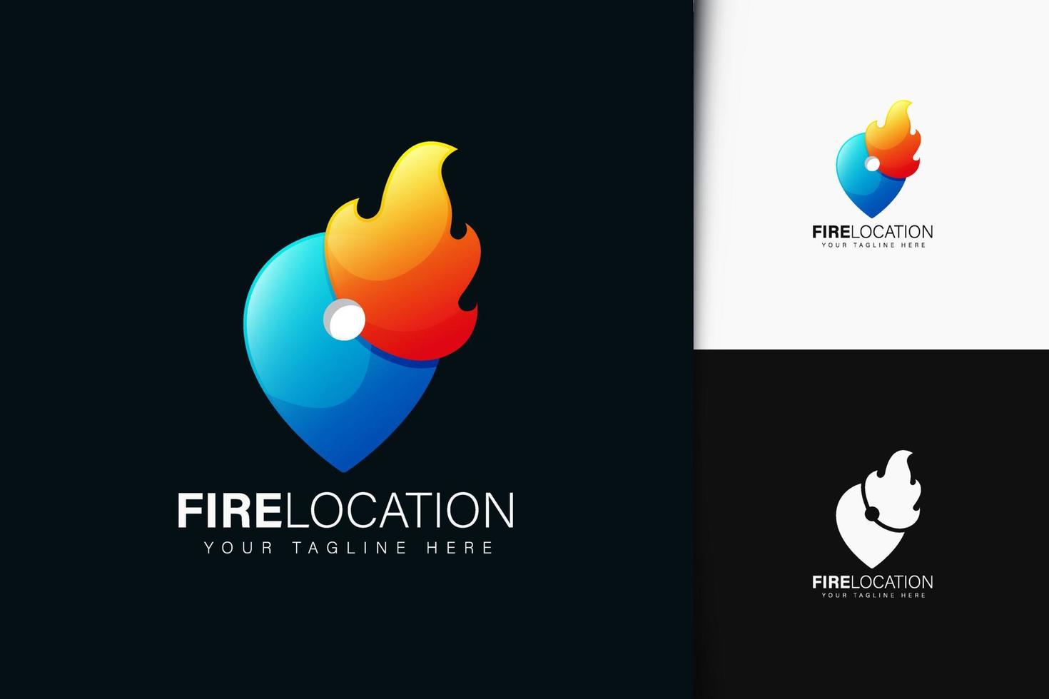 Fire location logo design with gradient vector